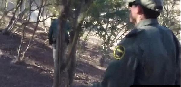  Border agent fucks two stunning babes outdoors